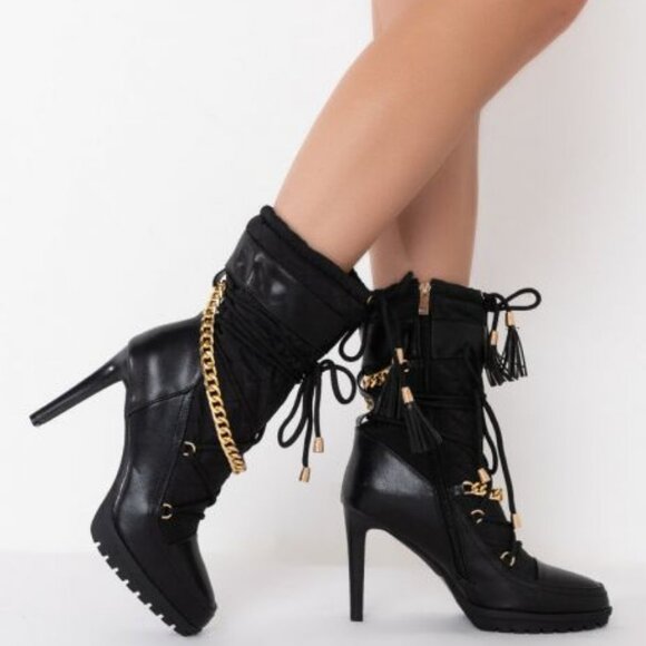 AZALEA WANG ALL EYES ON YOU STILETTO BOOTIE IN BLACK - Picture 1 of 7